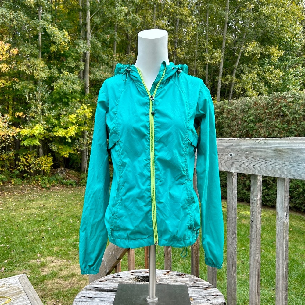 Women's Teal Hooded Windbreaker Jacket
